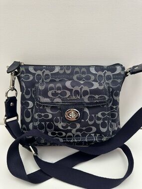 Coach Vintage Legacy Mandy Navy Signature Jacquard Turn-Lock Crossbody